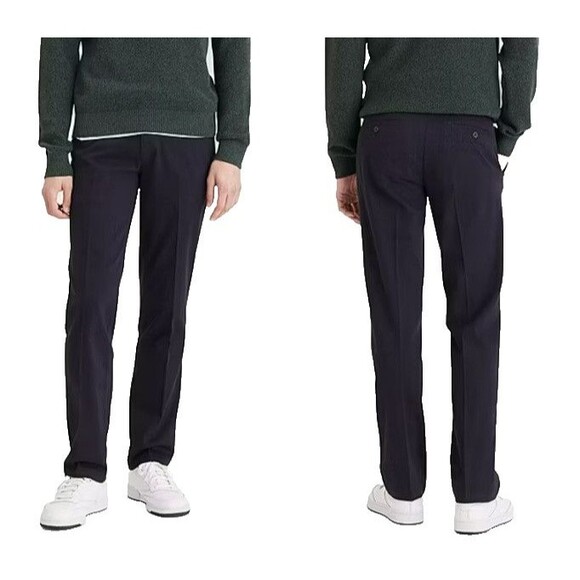 Dockers Men's Easy Straight Fit Khaki Stretch Pants Men’s 36x36 Navy Flat Front - Picture 1 of 10